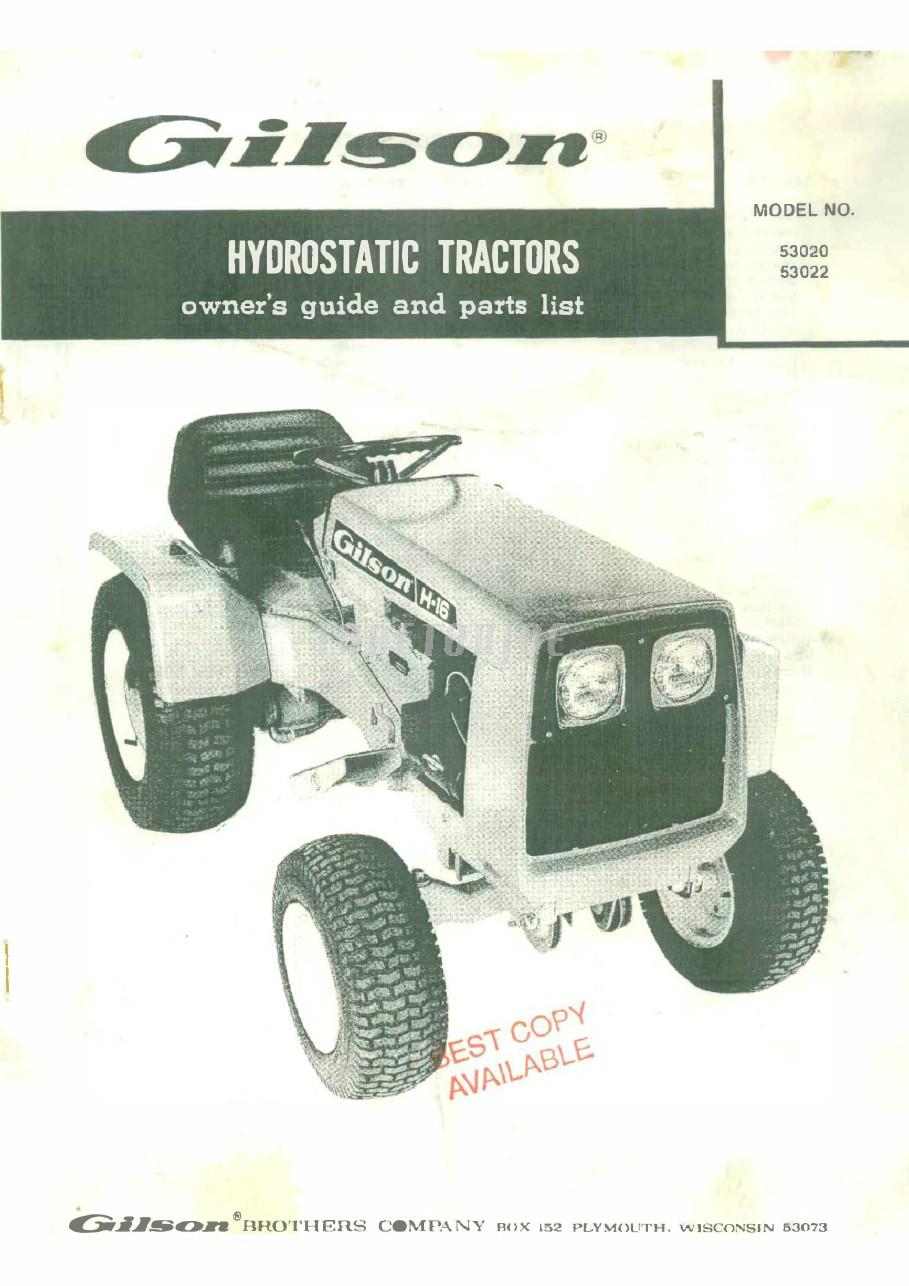 Gilson Hydrostatic Tractors Owner Guide And Parts List TractorJoe